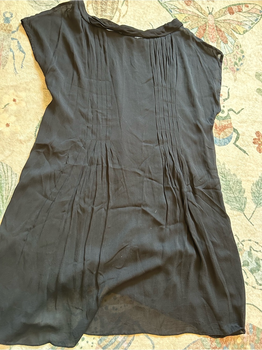 Soft Surroundings Sheer Black Pleated Short-Sleeve Tunic - Picture 10 of 13